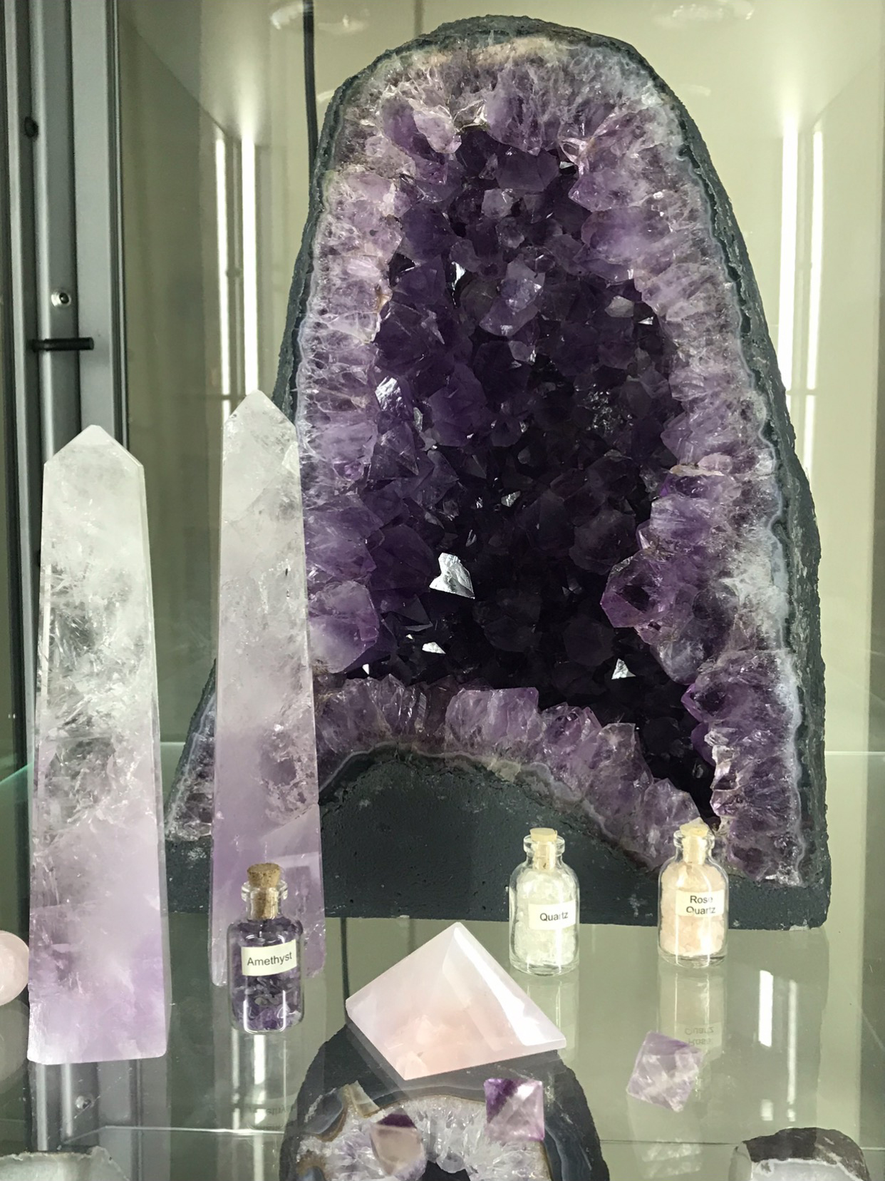 Large Amethyst Geode and Amethyst crystals.